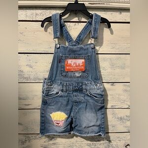 Levi’s Whataburger Patch Kids Denim Overalls Shortalls Size 6/7